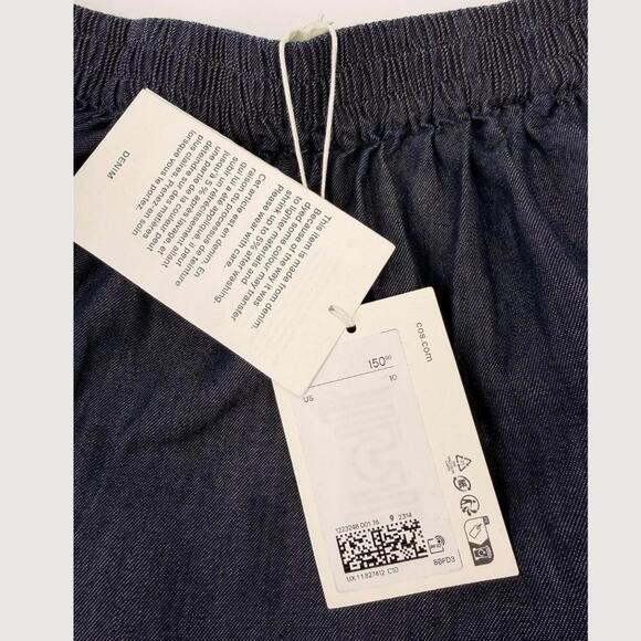 COS NWT Pleated Side Slit Denim Maxi Skirt Dark Wash Size 10 - Picture 4 of 9